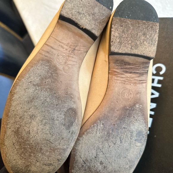 Chanel ballerina flat two tone tan/black - Picture 5 of 10